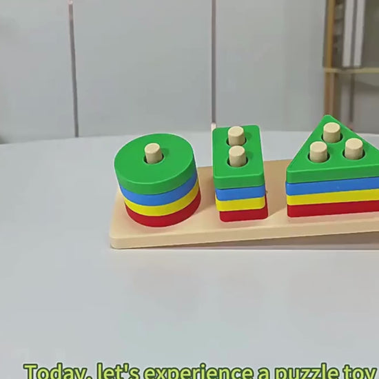 Wooden puzzle toys for kids educational learning shapes toy for toddlers brain development and creative play