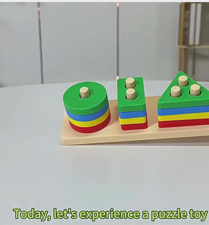Wooden puzzle toys for kids educational learning shapes toy for toddlers brain development and creative play