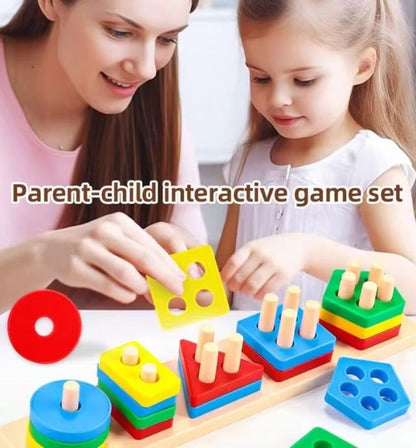 Wooden puzzle toys for kids learning shapes and colors